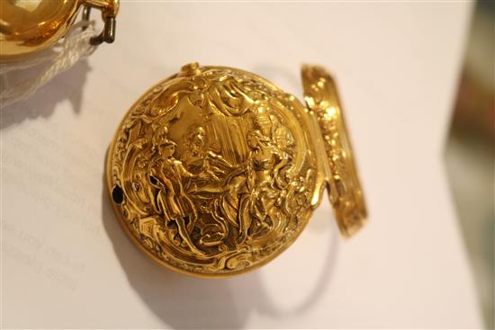 A gold pair cased repousse verge watch, Benjamin Pullan (II) Leeds, No.440, diameter 4.8cm